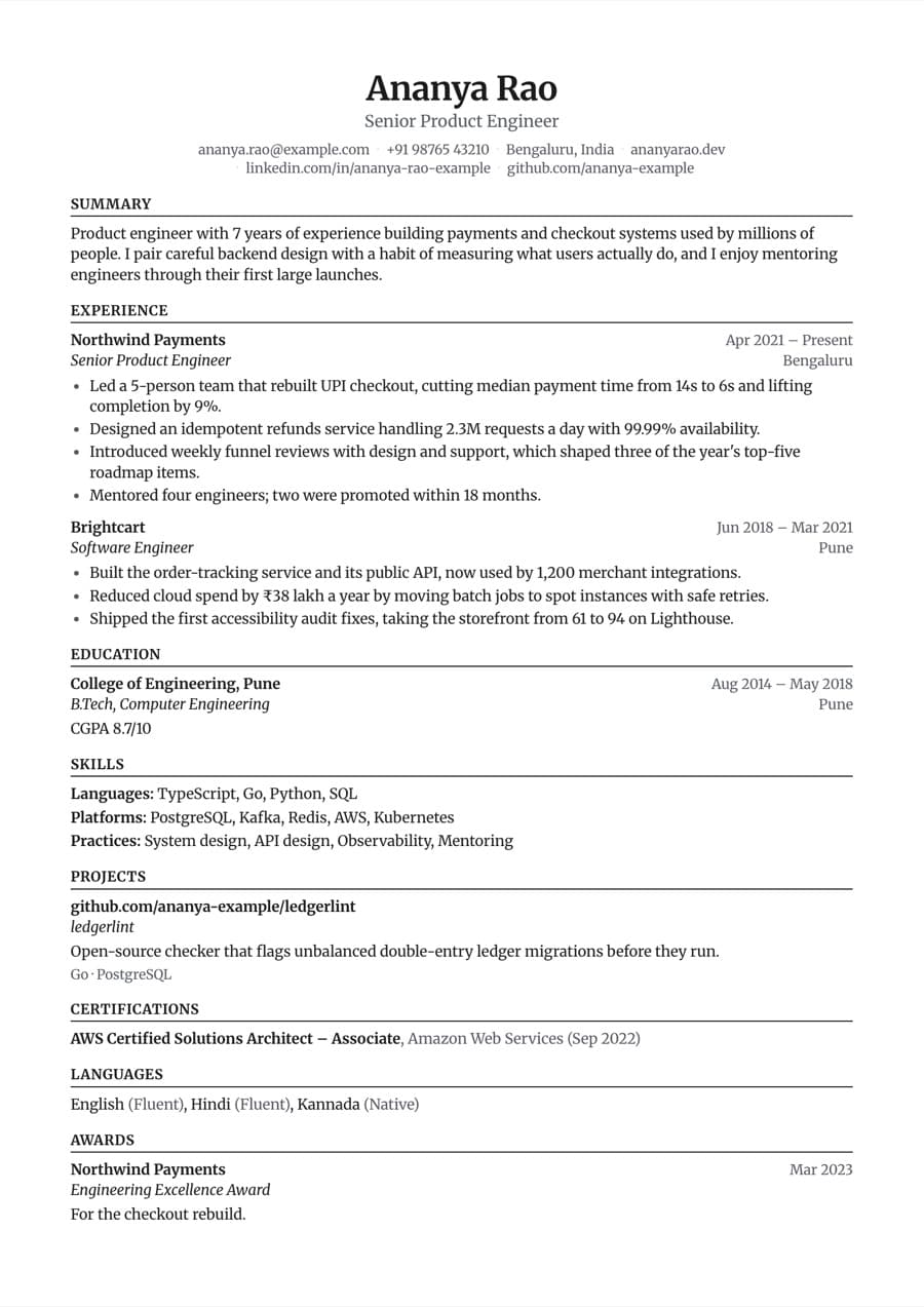 Harvard resume template preview with an example resume