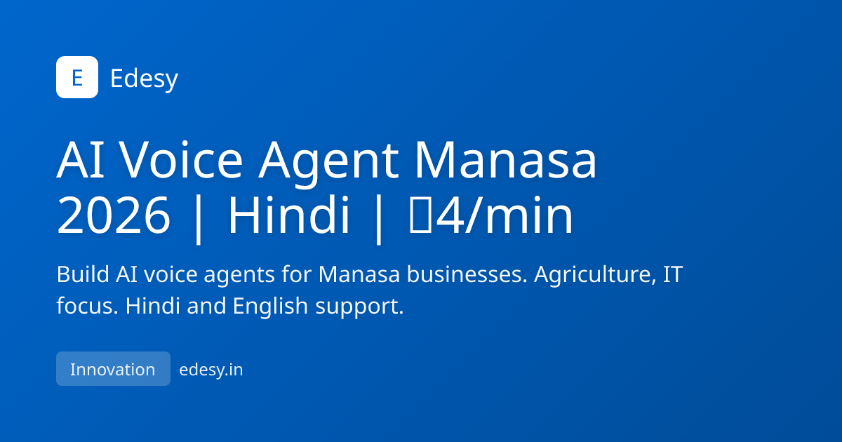 AI Voice Agent Manasa 2026 | Hindi | ₹4/min | Edesy | edesy.in