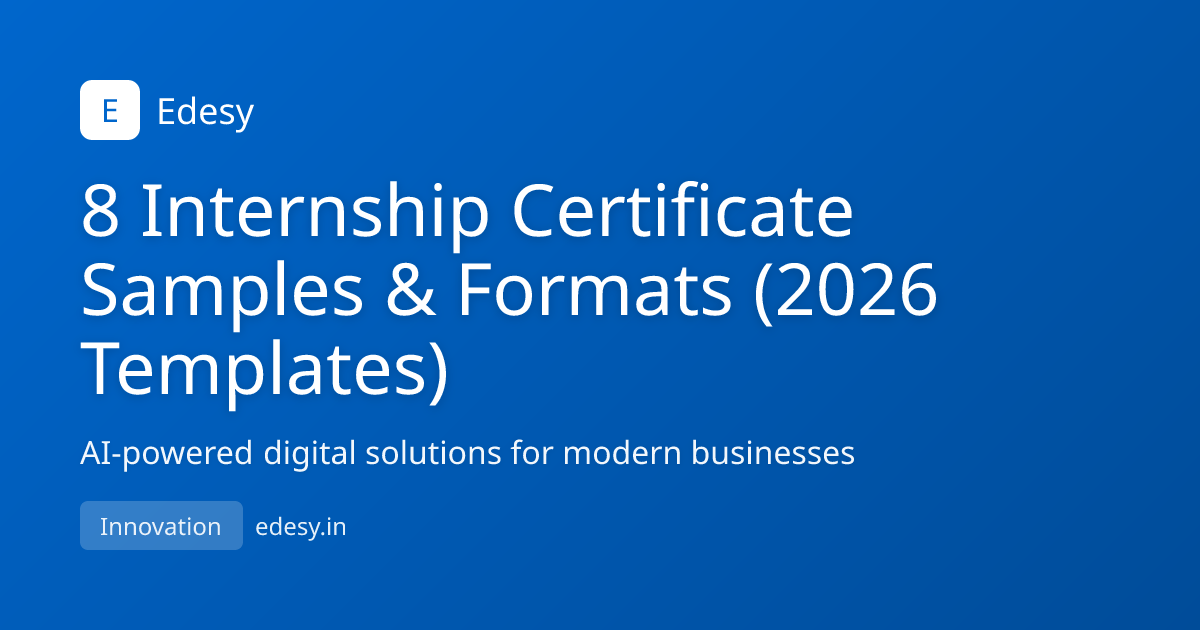 8 Internship Certificate Samples & Formats (2026 Templates) | Edesy ...
