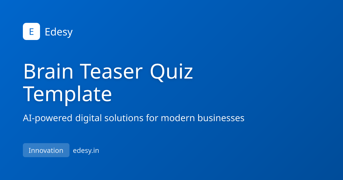 Free Brain Teaser Quiz Template | FormCraft | edesy.in