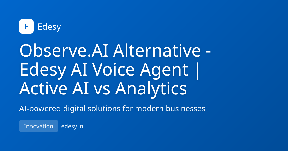 Observe.AI Alternative - Edesy AI Voice Agent | Active AI vs Analytics ...