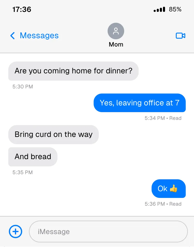 iMessage, light mode