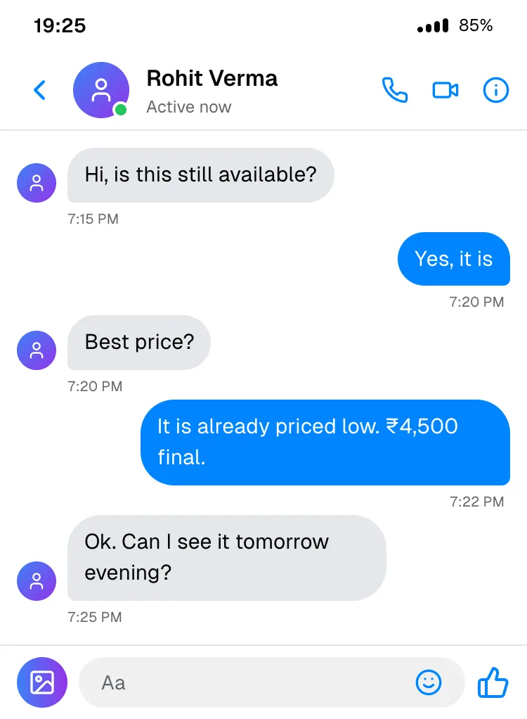Messenger: the classic "Is this still available?"