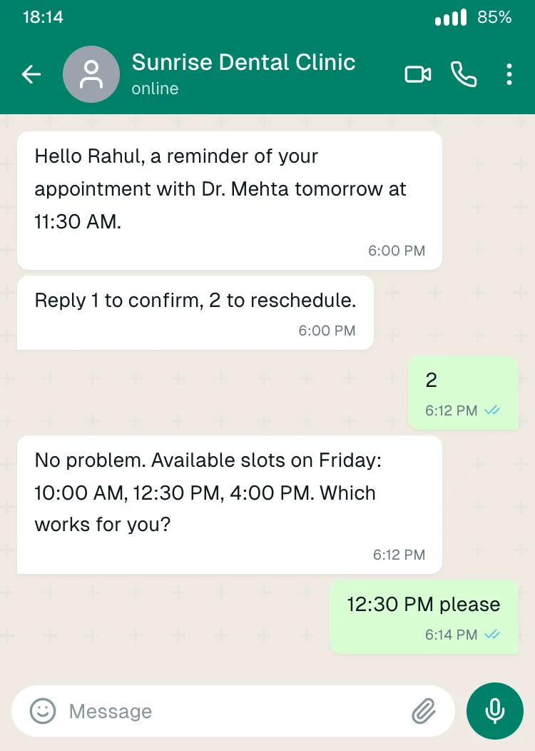 Clinic: appointment reminder