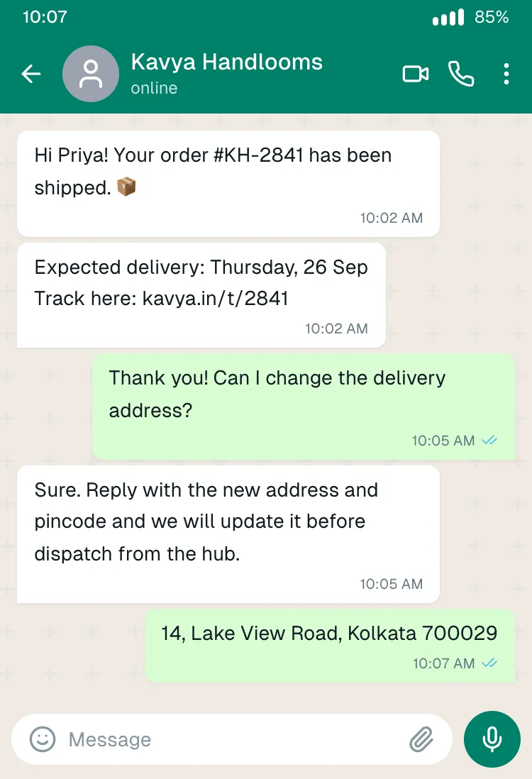 E-commerce: order shipped