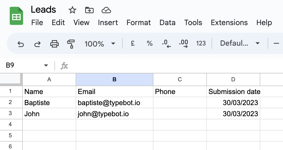 Google Sheets spreadsheet format